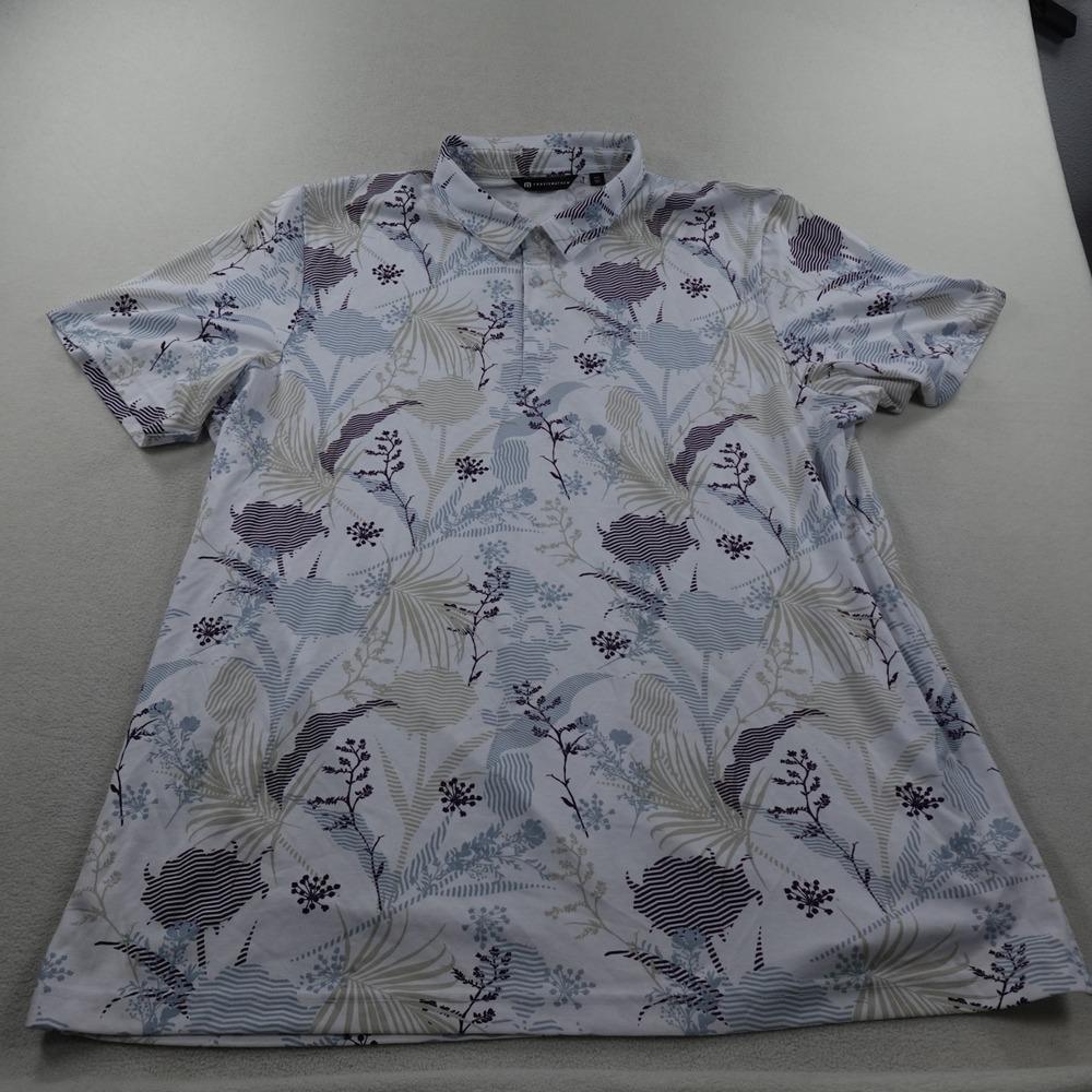 Travis Mathew Tropical Fusion Polo Shirt Mens 3XL White Floral Golf Performance